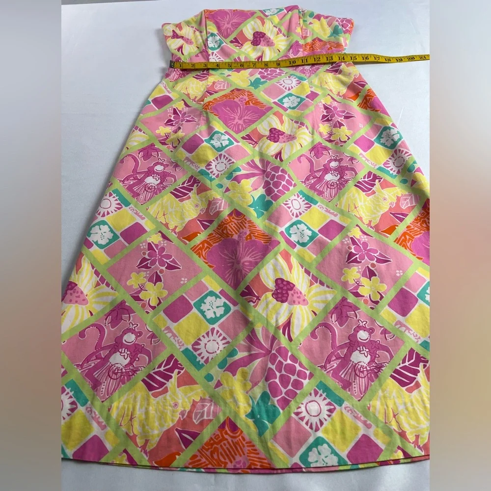 Lilly Pulitzer Patchwork Rock Hula Monkey Strapless Vacation Resort Beach Dress - Picture 5 of 10